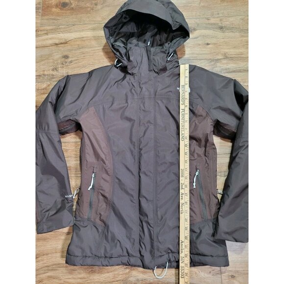 The North Face Jacket Womens S Hyvent Hooded Full Zip Brown Wind Rain Snow Warm - Picture 5 of 10